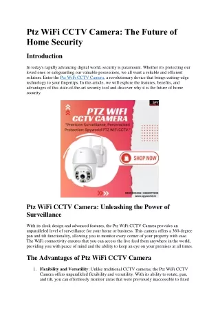 Ptz WiFi CCTV Camera The Future of Home Security