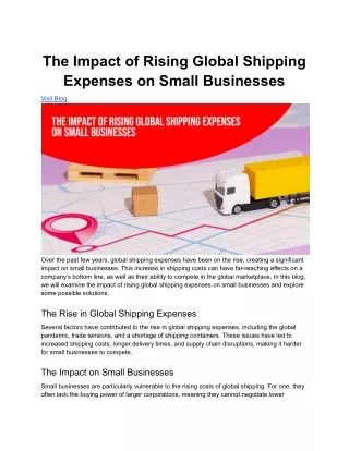 The Impact of Rising Global Shipping Expenses on Small Businesses