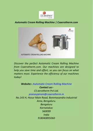 Automatic Cream Rolling Machine  Csaerotherm.com