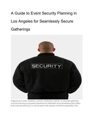 A Guide to Event Security Planning in Los Angeles for Seamlessly Secure Gatherings