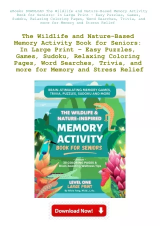 eBooks DOWNLOAD The Wildlife and Nature-Based Memory Activity Book for Seniors I