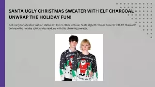 Santa Ugly Christmas Sweater with Elf Charcoal  KESIS