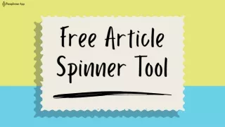 Free Article Spinner Tool