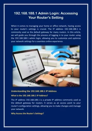 192.168.188.1 Admin Login - Accessing Your Router's Settings
