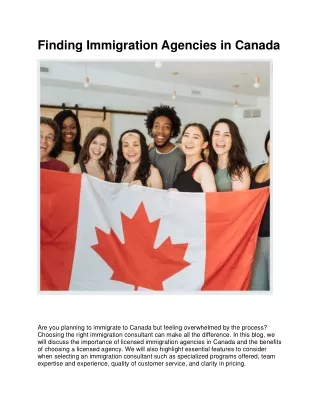 Immigration Agencies in Canada