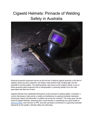 Cigweld Helmets_ Pinnacle of Welding Safety in Australia