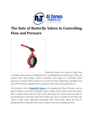 The Role of Butterfly Valves in Controlling Flow and Pressure