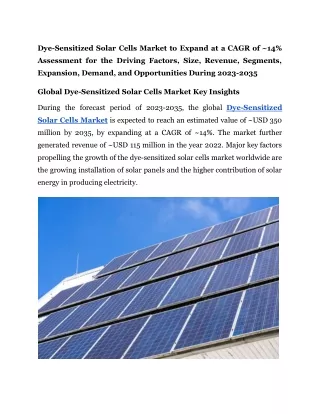 Dye-Sensitized Solar Cells Market