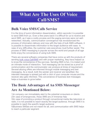 What Are The Uses Of Voice Call,SMS