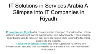 IT Solutions in Services Arabia A Glimpse into IT Companies in Riyadh