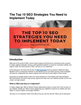 The Top 10 SEO Strategies You Need to Implement Today