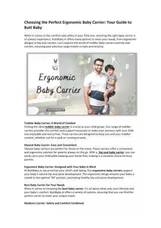 Choosing the Perfect Ergonomic Baby Carrier Your Guide to Butt Baby
