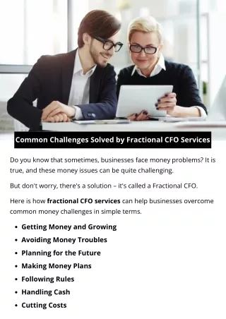 Common Challenges Solved by Fractional CFO Services