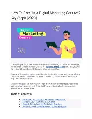 How To Excel In A Digital Marketing Course 7 Key Steps (2023)