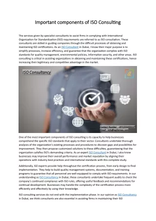 Important components of ISO Consulting