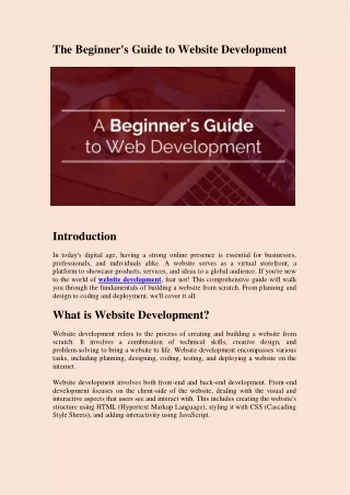 The Beginner's Guide to Website Development