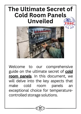 The Ultimate Secret of Cold Room Panels Unveiled