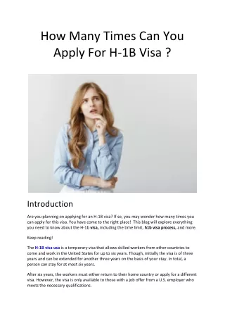 How Many Times Can You Apply For H-1B Visa ?
