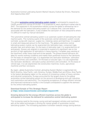 Automotive Central Lubricating System Market Industry Outlook By 2027