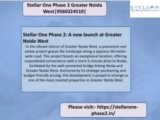 Stellar One Phase 2 Greater Noida West 9560324510