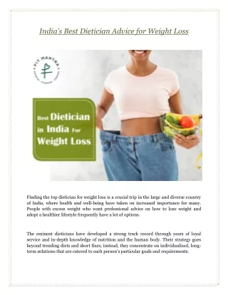 India’s Best Dietician Advice for Weight Loss