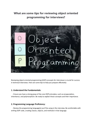 What are some tips for reviewing object oriented programming for interviews