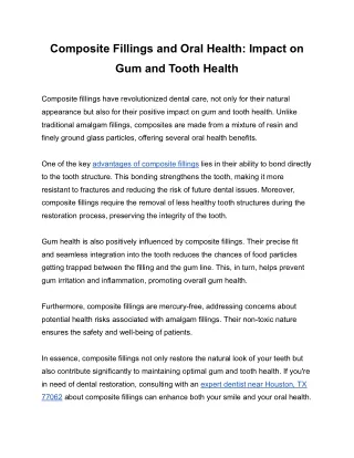 Composite Fillings and Oral Health_ Impact on Gum and Tooth Health