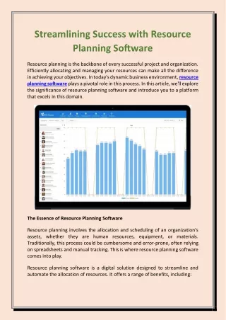 Streamlining Success with Resource Planning Software