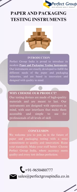 Paper And Packaging testing instruments | Perfect Group India