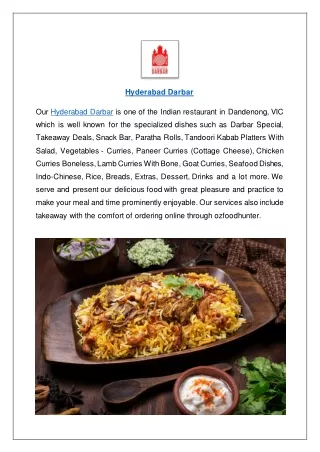 Extra 15% off- Hyderabad Darbar Best Halal Indian Restaurant!!