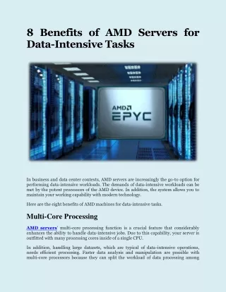 8 Benefits of AMD Servers for Data-Intensive Tasks