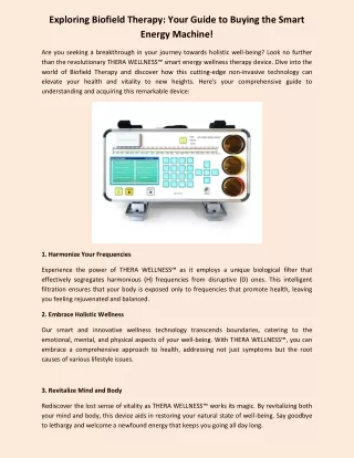 Exploring Biofield Therapy Your Guide to Buying the Smart Energy Machine