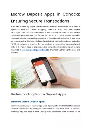 Escrow Deposit Apps in Canada_ Ensuring Secure Transactions