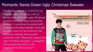 characters Romantic Santa Green Ugly Christmas Sweater