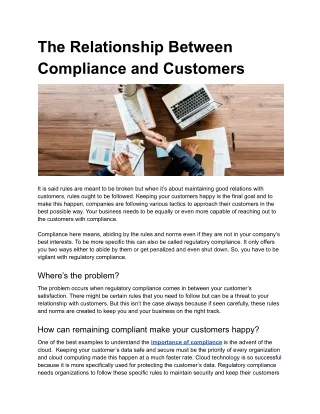 The Relationship Between Compliance and Customers