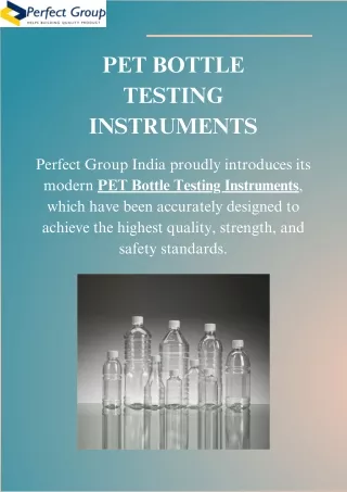 Pet bottle testing instruments | Perfect Group India