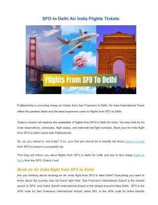 SFO to Delhi Air India