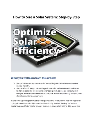 How to Size a Solar System Step-by-Step