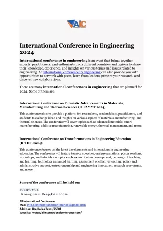 International Conference in Engineering 2024