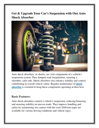 Get & Upgrade Your Car's Suspension with Our Auto Shock Absorber