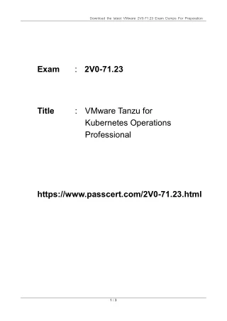 2V0-71.23 VMware Tanzu for Kubernetes Operations Professional Dumps