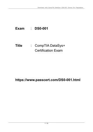 CompTIA DataSys  Certification DS0-001 Dumps