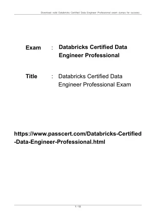 Databricks Certified Data Engineer Professional Dumps