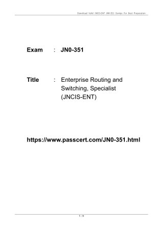 JNCIS-ENT Certification JN0-351 Updated Dumps