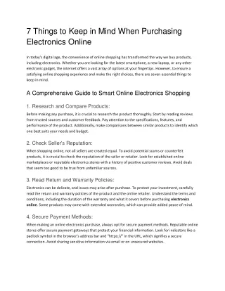 7 Things to Keep in Mind When Purchasing Electronics Online