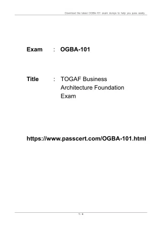 OGBA-101 TOGAF Business Architecture Foundation Dumps