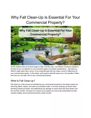 Why Fall Clean-Up Is Essential For Your Commercial Property