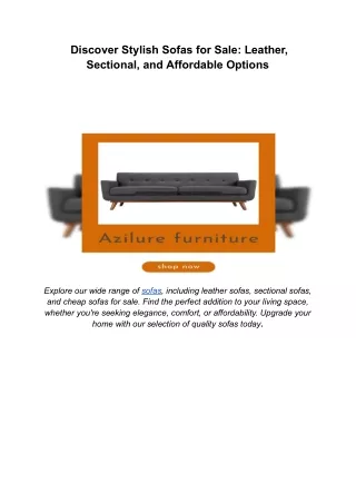 Discover Stylish Sofas for Sale: Leather, Sectional, and Affordable Options