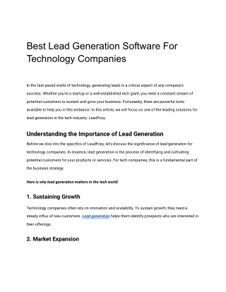 Best Lead Generation Software For Tech Companies