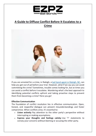 How to Prevent Conflicts from Becoming Crimes | Bail Bonds in Raleigh NC